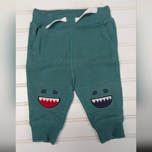 Hanna Andersson Teal Joggers with Smiley Face Patches